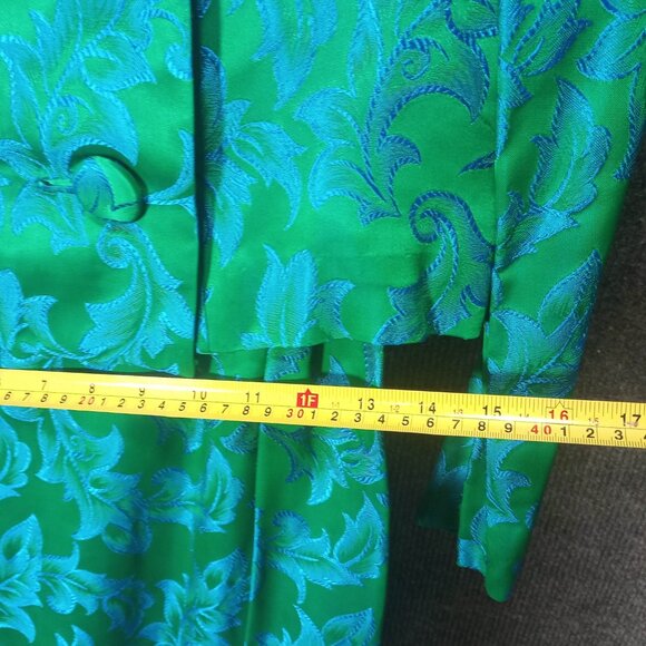 1950's Blue and Green Brocade Wiggle Dress with Matching Coat - Picture 9 of 10